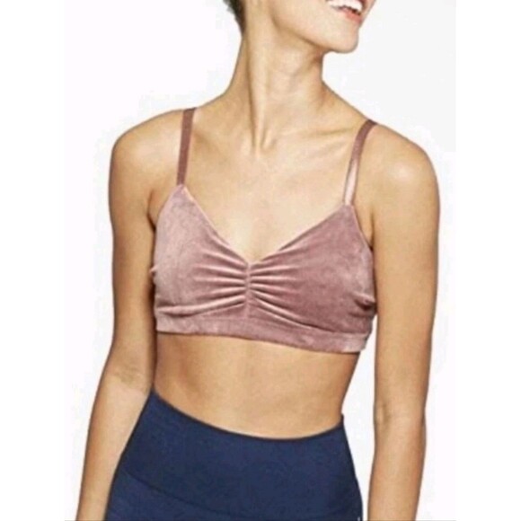 Joy Lab Other - JoyLab Velvet Sports Bra Mauve Pink Cross Back Athleisure Bralette XXL